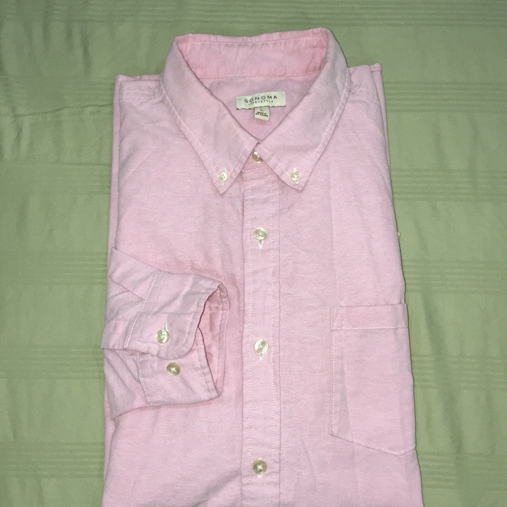 Mens Shirt long sleeve Size L Pink